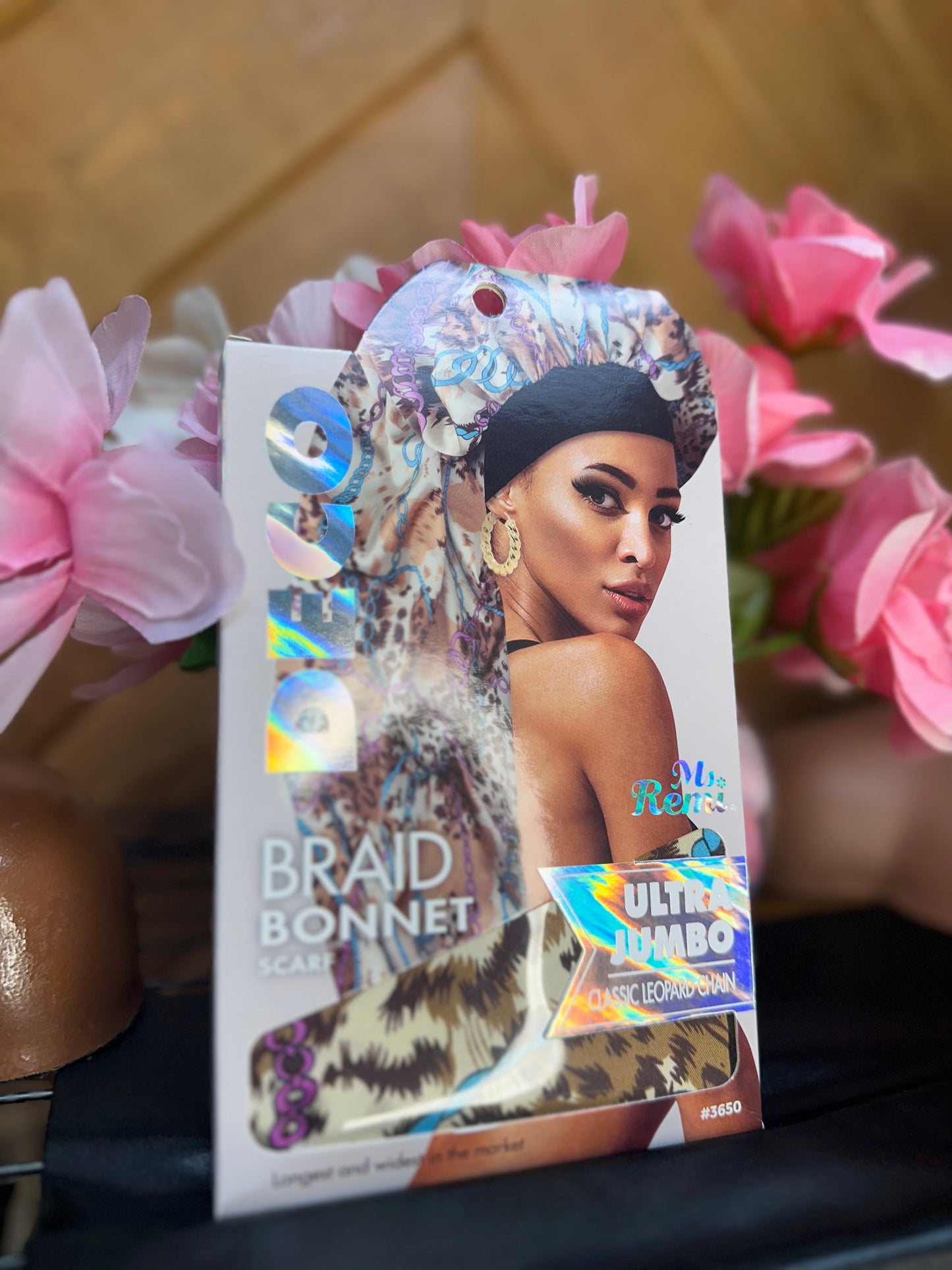 Ms. Remi Silky Wide Edge Braid Bonnet Ultra Jumbo Leopard