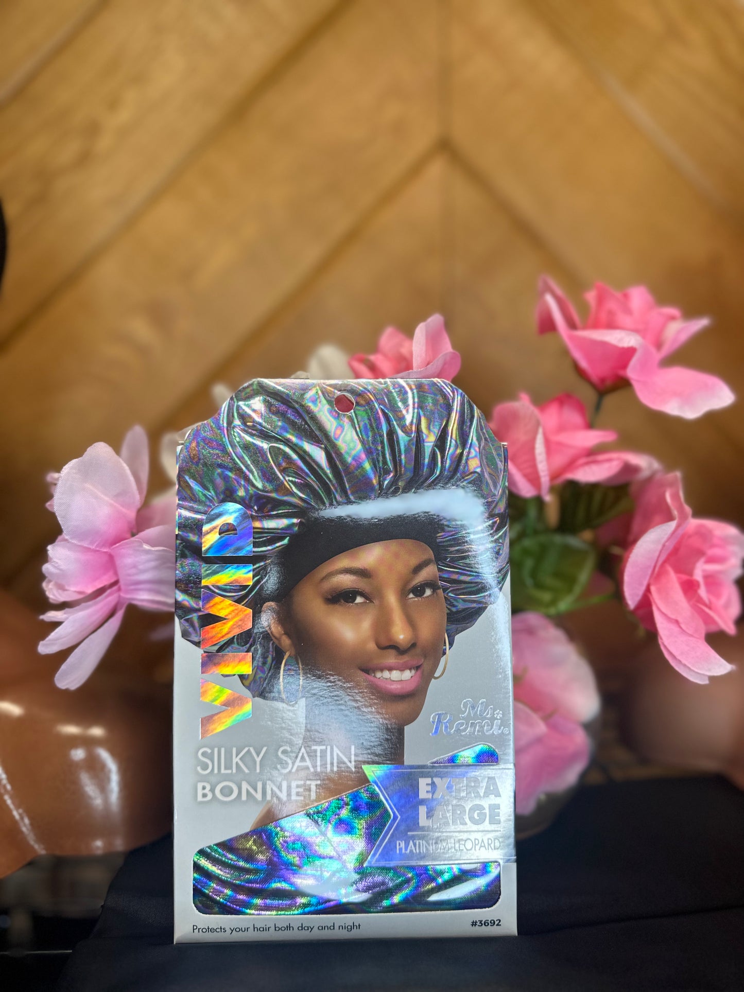 Ms. Remi Silky Satin Vivid Bonnet XL Platinum Leopard